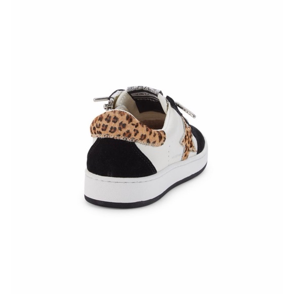 Vintage Havana Girl's Bailey Star Sneakers - Black, White, and Leopard, Size 12 - Picture 3 of 14